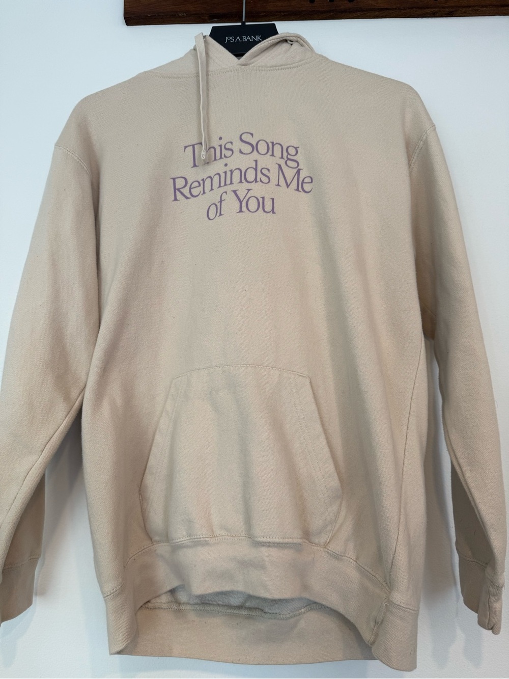LONELY GHOST Cream Crewneck Hoodie with Lavender Script